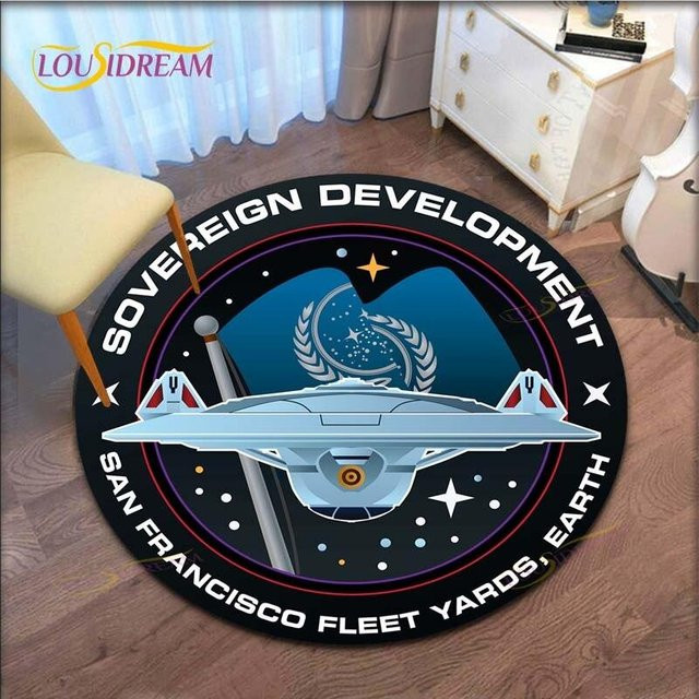 Runder Teppich mit Star Trek Logo Muster von YangJOJO, Mehrfarbig, Durchmesser: 80 cm - Bild 1