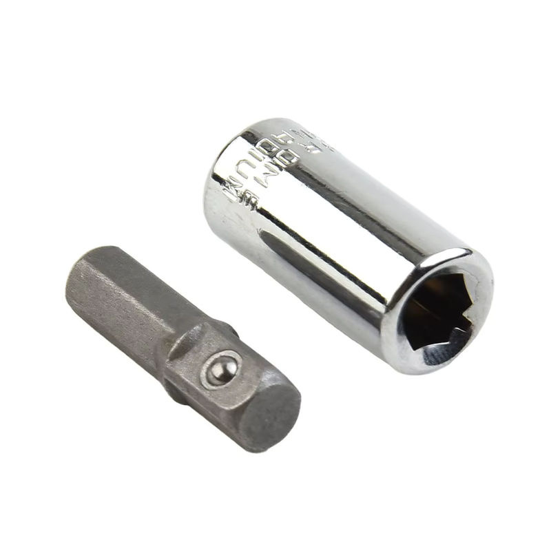 Vibratite Adapter-Set für Schlagschrauber: 1/4 Zoll Vierkantantrieb auf 1/4 Zoll Sechskantschaft und Bohrer-Buchsen-Adapter in Silber - Bild 2