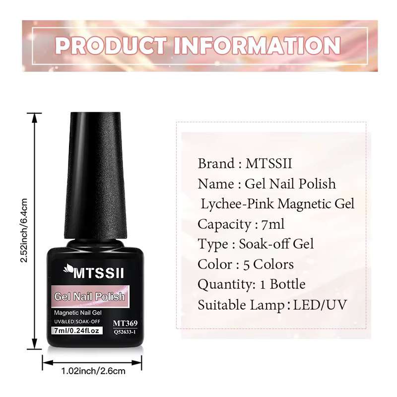 MTSSII Magnetischer Gel-Nagellack, Lychee Pink, 7 ml, Damen - Bild 2