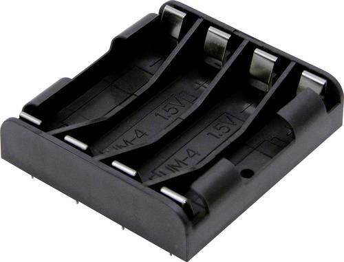 MPD BK-1264-PC8 Batteriehalter für 4x Micro AAA mit Lötanschluss, Schwarz, B: 49 mm, T: 53 mm, H: 12 mm - Bild 1