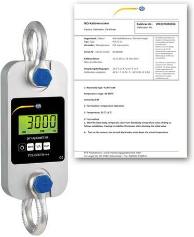 PCE Instruments PCE-DDM 3WI-ICA Kranwaage in Silber mit einem Wägebereich bis 3000 kg und einer Ablesbarkeit von 1000 g, ISO kalibriert - Bild 1