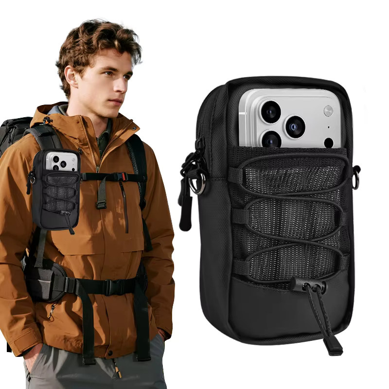 Haissky Multifunktionale Outdoor-Wandertasche als Umhängetasche für iPhone 17 16 15 14 13 Pro Max, Schwarz - Bild 4