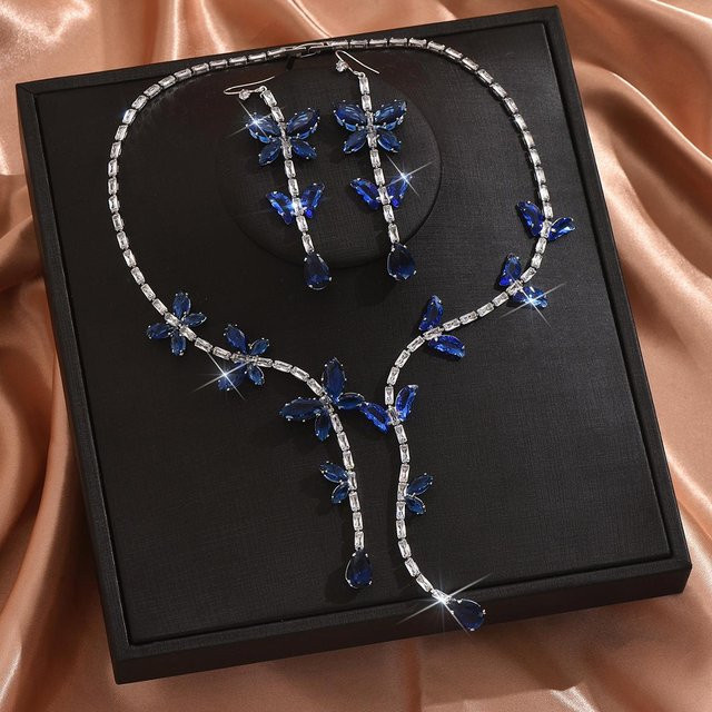 Lucky Star Jewelry Schmuck-Set, Schmetterling, Wassertropfen, Zirkonia, Silber, Messing, Damen - Bild 1