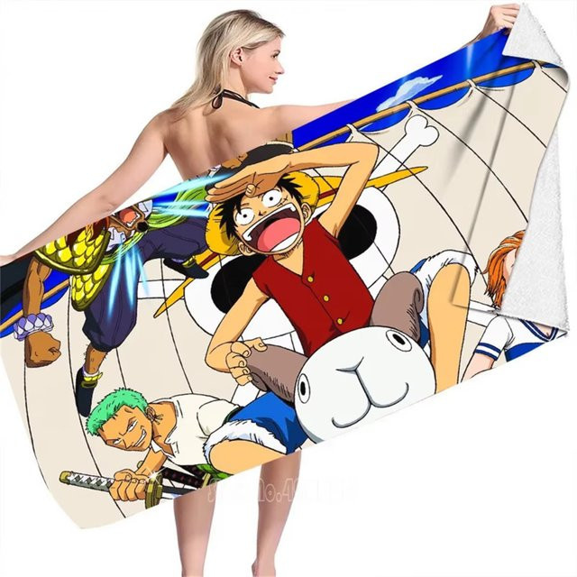 Bandai Anime Strohhut-Piraten Strandtuch, schnell trocknend und atmungsaktiv, Mehrfarbig - Bild 1
