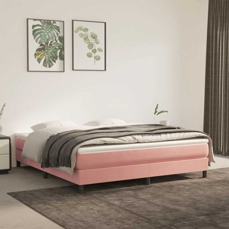 Vidaxl Taschenfederkernmatratze aus Samt in Rosa, B/T/H: 160 x 220 x 20 cm - Bild 1