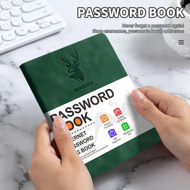 Passwort-Organizer Art Farmer in B6 mit gebundenen Alphabet-Tabs, Hardcover, Grün, liniertes Format - Bild 1