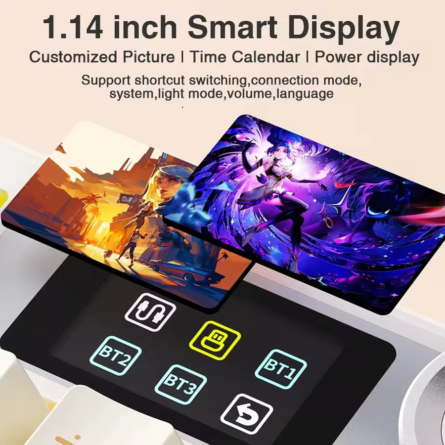 AULA F108 Pro Gaming Mechanische Tastatur mit RGB, TFT Smart Display und Tri-Modus Verbindung (Bluetooth, Wi-Fi, Kabellos) in Blau - Bild 5