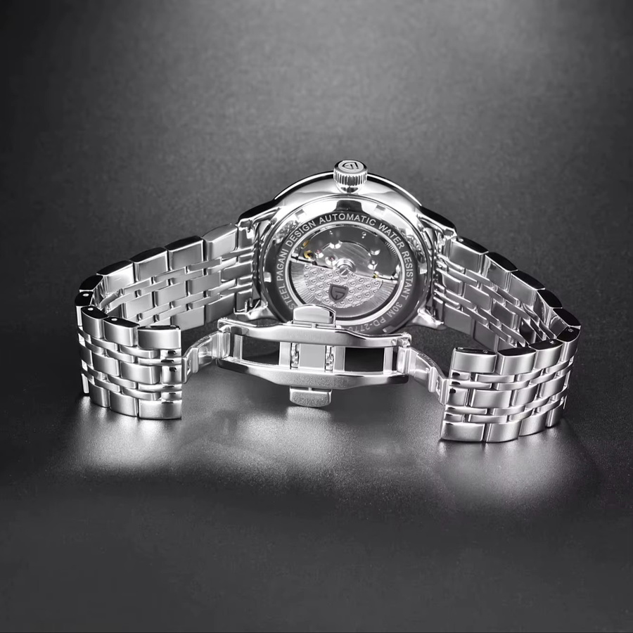 PAGANI DESIGN Armbanduhr Automatik, Edelstahl, 43 mm, Herren, Weiß - Bild 5