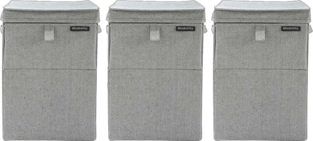 Brabantia Wäschebox 3er-Pack Grey mit Deckel und Griffen aus Stoff, B/T/H: 47,0 x 35,0 x 44,5 cm - Bild 1