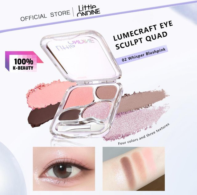 LITTLE ONDINE LumeCraft Eye Sculpt Quad, Whisper Blushpink, 4,5g, Matt - Bild 1