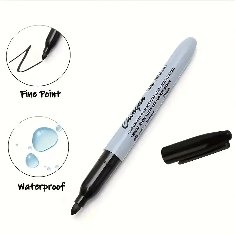 Permanentmarker mit feiner 1 mm Spitze in Schwarz, wasserfest und schnell trocknend - Bild 2