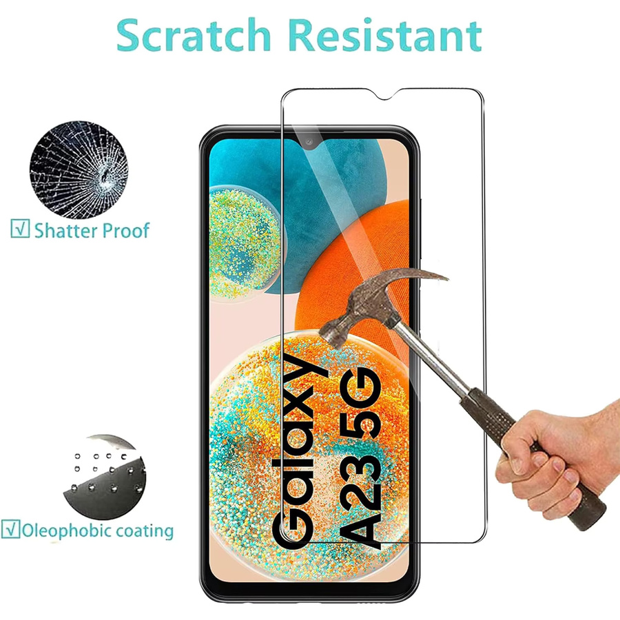 Samsung Galaxy A23 und Galaxy A23 5G Displayschutz aus gehärtetem Glas, 6,6 Zoll, transparent, HD-Folie mit Anti-Fingerabdruck-Beschichtung - Bild 3