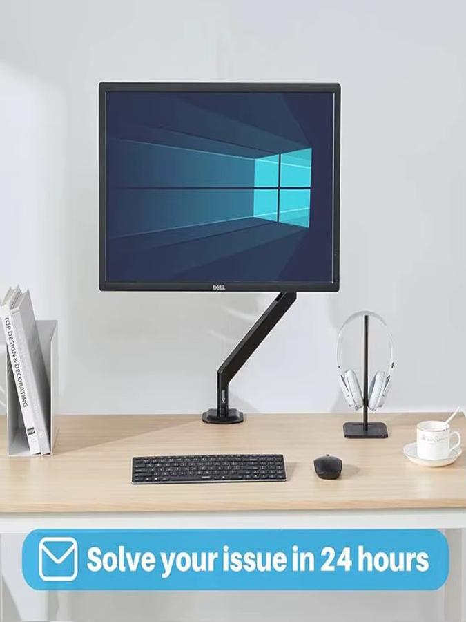 Farini Einzelmonitorhalterung für 10 bis 32 Zoll, voll beweglicher Monitorarm mit Gasfeder in Schwarz - Bild 5