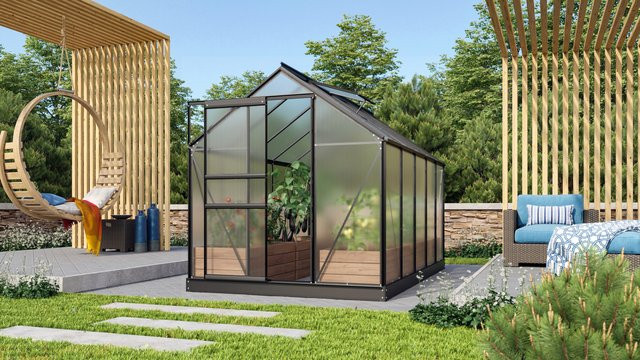 Vitavia Gewächshaus Venus 6200 Schwarz 6,2 m² mit 4 mm Hohlkammerplatten - Bild 1