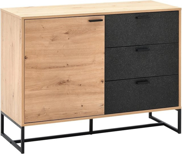 Bessagi Home Sideboard Fosca im Industrial Design aus MDF und Metall, Farbe Eichenfarben/Schwarz, Matt - Bild 1