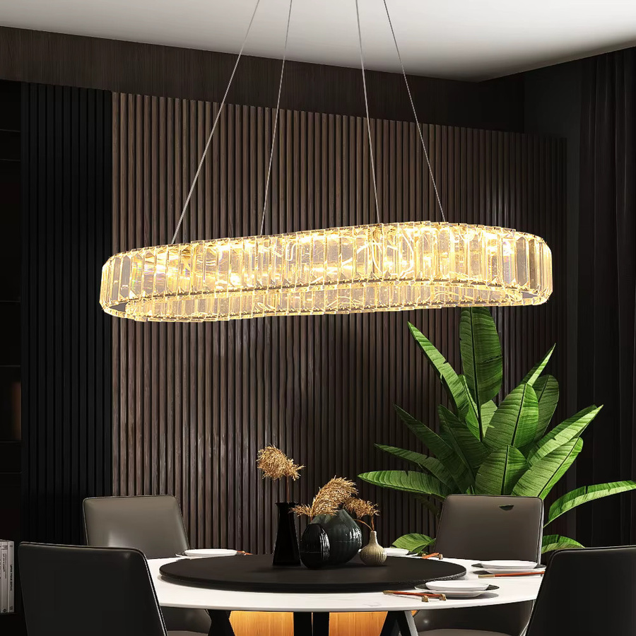 VETRULUS LED Kronleuchter in modernem Oval-Design aus Kristall, Farbe Gold/Messing und Transparent, ideal für Wohnzimmer und Schlafzimmer - Bild 2