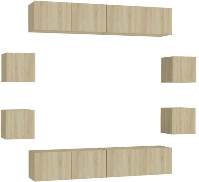 vidaXL 8-teiliges TV-Schrank-Set aus Holzwerkstoff in Sonoma-Eiche für dein Wohnzimmer - Bild 1