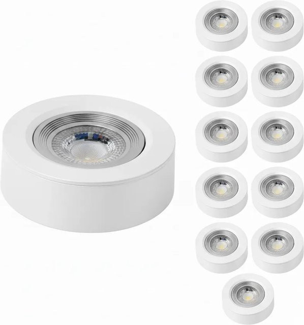 LUXULA 12er-Set LED Einbauspots Ultra-Flach, Dimmbar, CCT Warm- und Kaltweiß, 5W Downlight, Rund, Weiß - Bild 1
