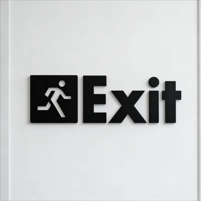CIFBUY Exit-Symbol-Schild aus Acryl in Schwarz, selbstklebende Türdekoration im modernen 3D-Laserschnitt - Bild 2