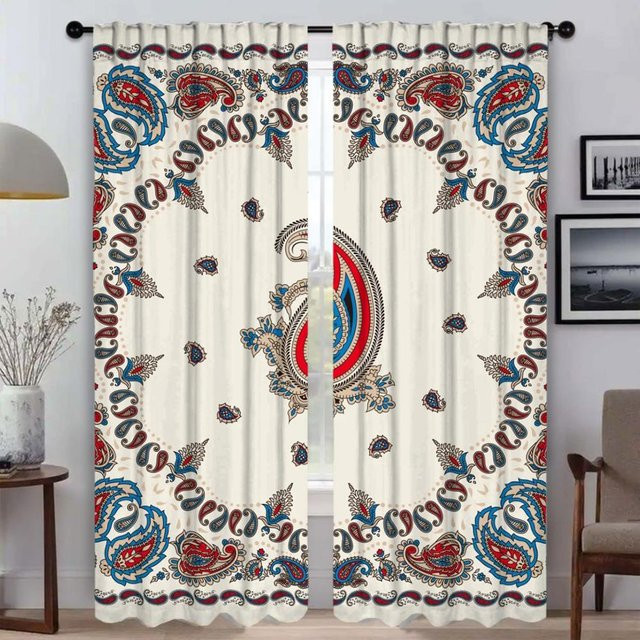 Paisley Verdunkelungsvorhänge aus Tüll für Wohnzimmer und Schlafzimmer, 2er-Set, Mehrfarbig, Breite: 50 cm, Höhe: 70 cm - Bild 1