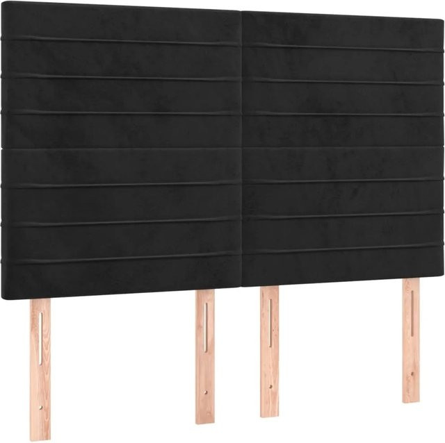 vidaXL LED Kopfteil aus Samt in Schwarz mit USB-Ladeport und integrierter Beleuchtung, Breite: 144 cm, Tiefe: 5 cm, Höhe: 118 bis 128 cm - Bild 1