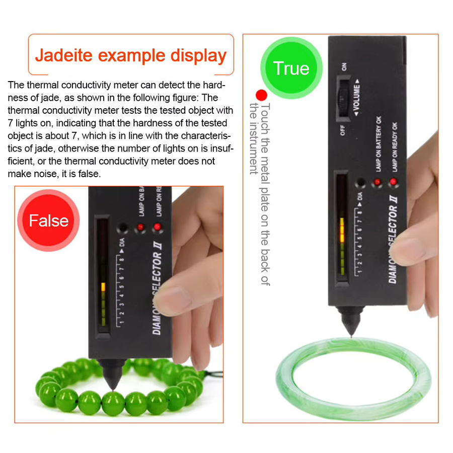 Gaqqee Wärmeleitfähigkeits-Tester zur Authentifizierung von Diamanten, Jade, Jadeit und Kristallen in Schwarz - Bild 4