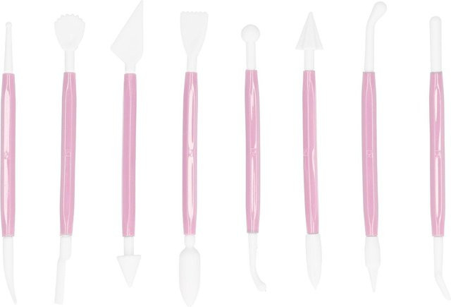 CosyHome DIY Fondant Werkzeug Set aus Kunststoff für Kuchen und Gebäck, 8 Stück, Blau/Weiß/Pink, Spülmaschinenfest - Bild 1