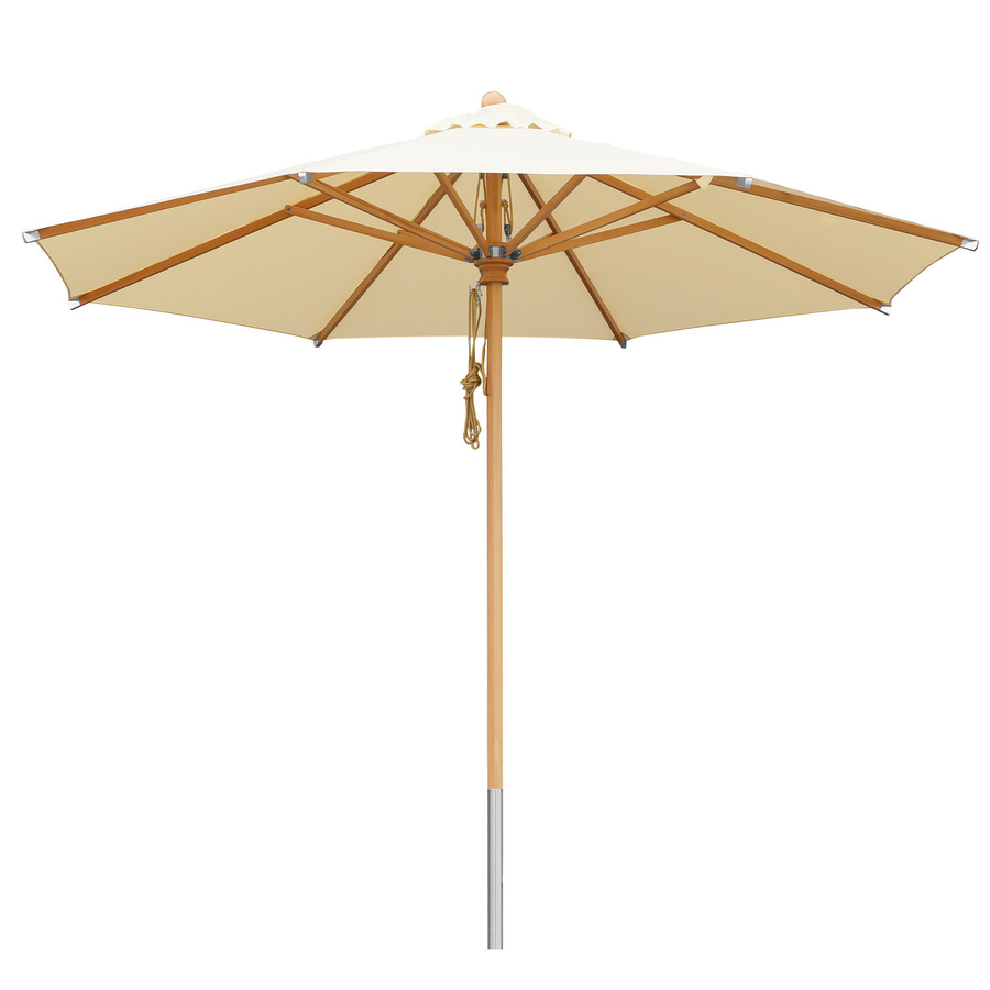 anndora Sonnenschirm Natural mit Holzgestell aus Buche, rund, Durchmesser: 300 cm, wasserabweisender Stoff, Farbe: beige/brown - Bild 1