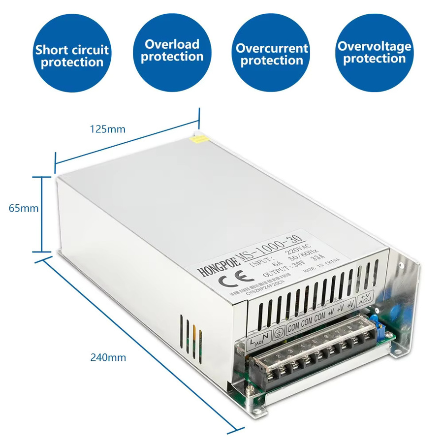 HONGPOE Einstellbares AC-DC Netzteil mit Digitalanzeige 1500W, Spannung 0-200V - Bild 1