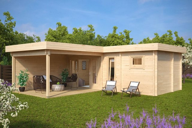 Gartenhaus Hansa A mit Sauna und Terrasse aus Holz, B/T/H: 700 x 700 cm - Bild 1