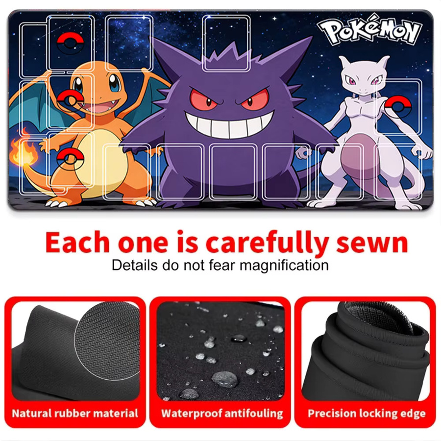Potdemiel Gaming-Mauspad mit Pokemon Charizard Gengar und Mewtwo Galaxy Design, rutschfeste Schreibtischunterlage in Multicolour - Bild 4