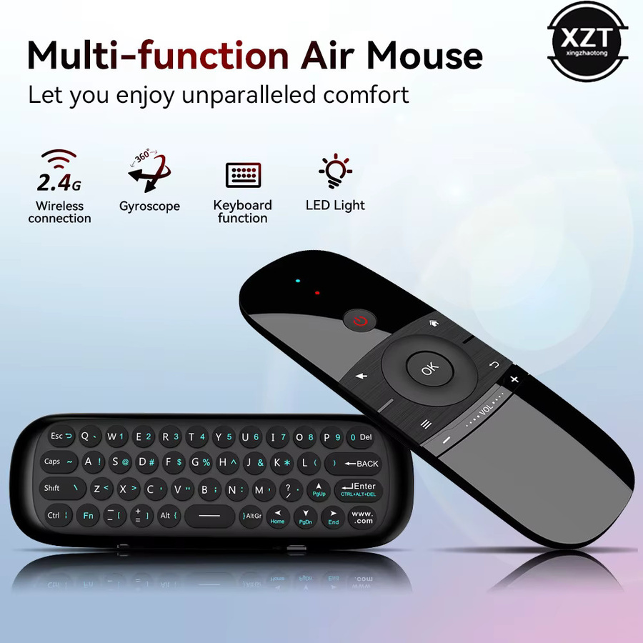 Wechip W1 Air Mouse 2,4 G kabellose Tastatur und IR-Fernbedienung mit 6-Achsen-Bewegungssinn in Schwarz für Smart TV, Android TV Box und PC - Bild 2