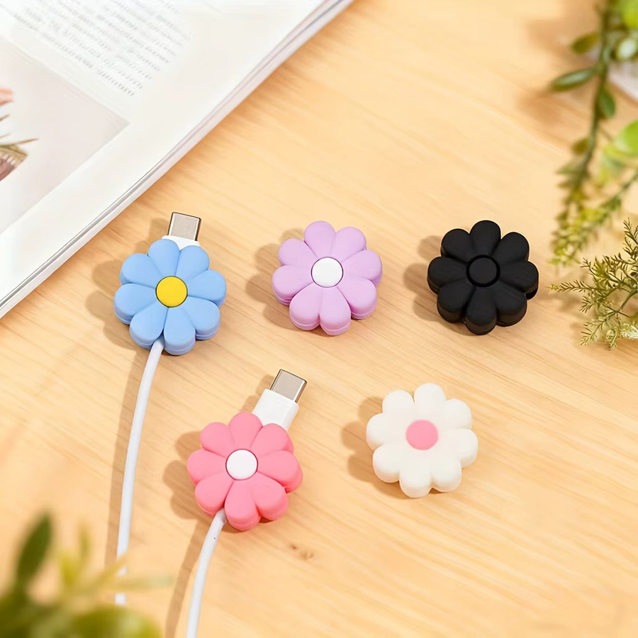 5 oder 10 Stück Silikon Ladekabel Schutzhülle mit Blumen-Design für USB-C Ladekabel in Multicolour - Bild 2