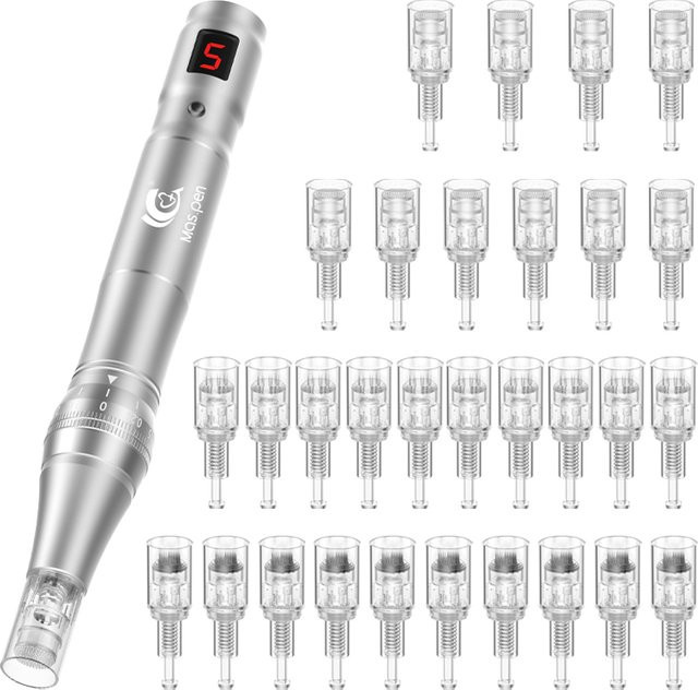 Mas.pen Microneedling-Derma-Stift, kabellos, mit 30 Nadelkartuschen, Unisex - Bild 1