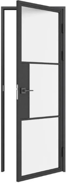 inova Loft Glastür Komplettset in Schwarz, Satiniert, 3 Felder, DIN Rechts, B: 93,0 cm, H: 231,5 cm - Bild 1