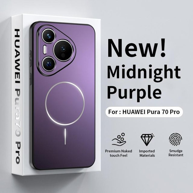 Luxus Armor Matt Magnetische Handyhülle für Huawei Mate 70 60 Pura 80 P60 Pro mit MagSafe Unterstützung für kabelloses Laden in Purple - Bild 1
