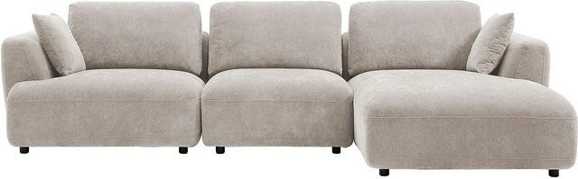 Vente-unique Sofa Tindralo in Beige, L-Form mit Stoffbezug und Federfüllung, Breite: 303 cm - Bild 1