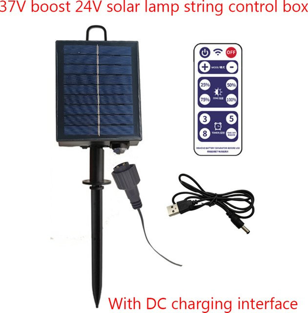 Alloet Solarpanel-Steuerbox mit Fernbedienung und 1200mAh Akku für LED-Lichterketten in Schwarz oder Blau - Bild 1