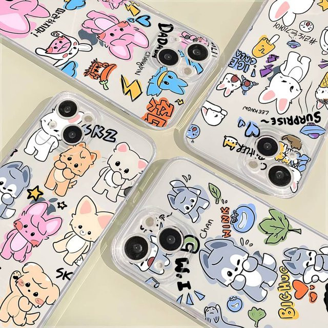 Moetch Kpop S-Stray Cartoon Transparentes TPU Handycase für iPhone 11 bis iPhone 17 Pro Max und Plus Modelle - Bild 1