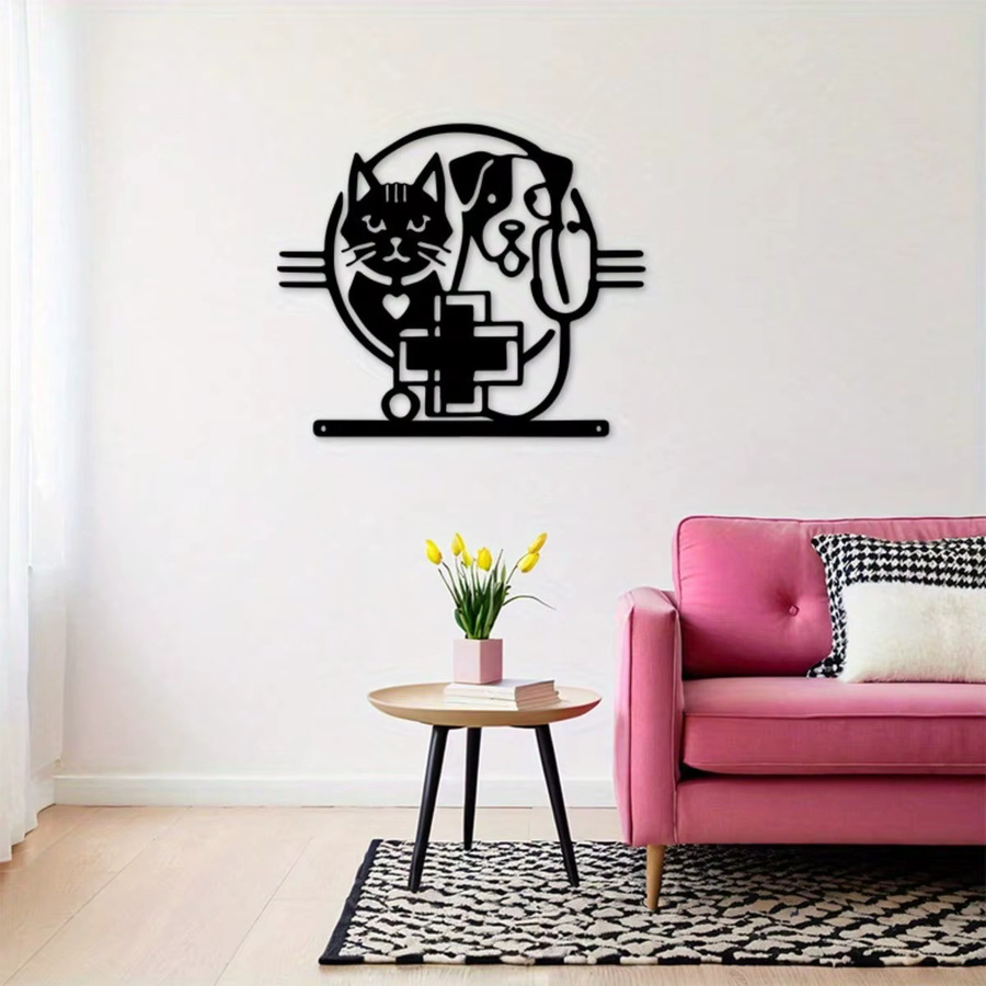Metall-Tierschild von CIFBUY in Schwarz mit Katzen- und Hundemotiv für Tierkliniken und Tierarztpraxen als langlebige Wanddeko für den Innen- und Außenbereich - Bild 5