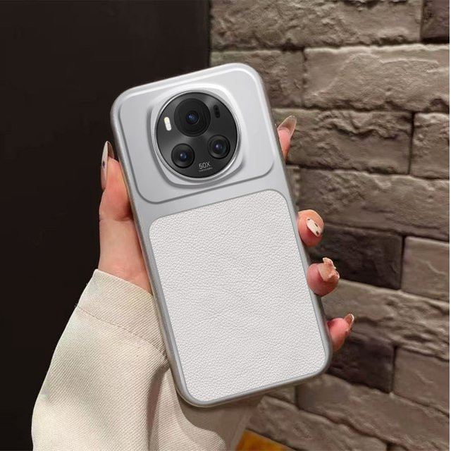 Premium PU-Lammleder Handyhülle für Huawei Honor Magic6 Pro in Silber, Weiß und Schwarz - Bild 1