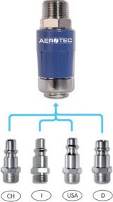 Aerotec EASY SAVE PRO Sicherheitskupplung 1/4 Zoll in Blau aus Messing - Bild 1