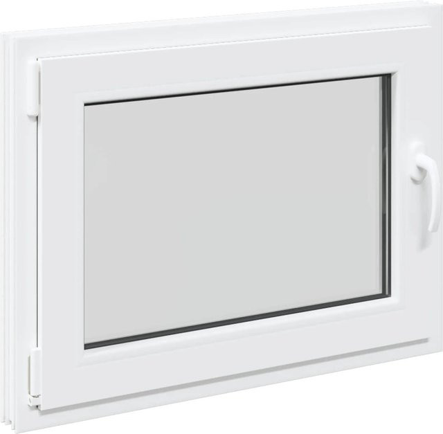 vidaXL Kellerfenster RISOR Weiß aus PVC und Glas, B/H: 80 x 70 cm - Bild 1