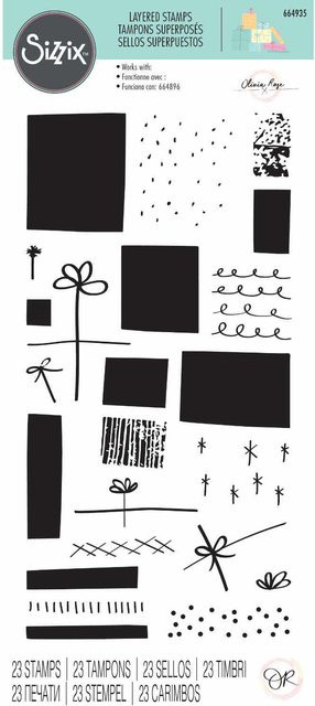 Sizzix Layered Clear Stamps Giftwrap by Olivia Rose in Schwarz - Bild 1