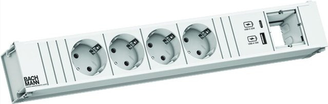 Bachmann Steckdosenleiste CONI 4xCEE7/3 in Weiß mit USB-A und USB-C Anschlüssen - Bild 1