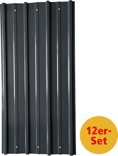 12er-Set Profilblech Trapezblech in Anthrazit, B: 57 cm x L: 117 cm - Bild 1