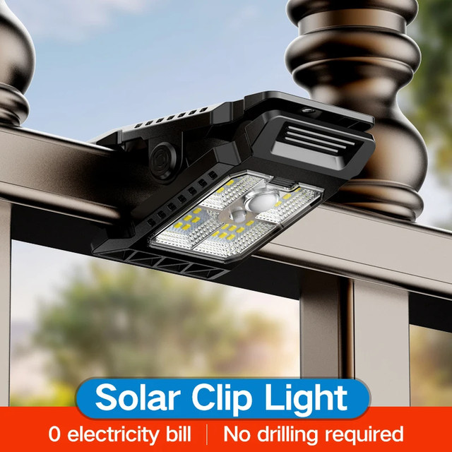 TARKA Solar-Klemmleuchte mit Bewegungssensor und LED, wasserdicht für den Außenbereich in Schwarz - Bild 1