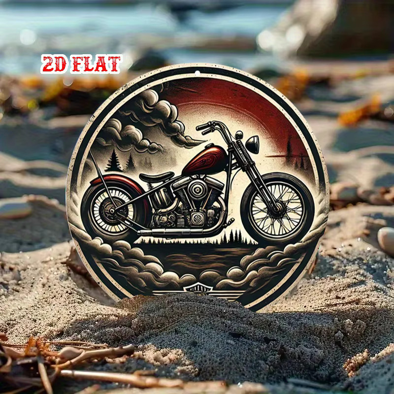 Rundes Aluminiumschild Potdemiel Adventure Spirit in Mehrfarbig mit rustikalem Motorrad-Design, Durchmesser: 20 cm - Bild 4