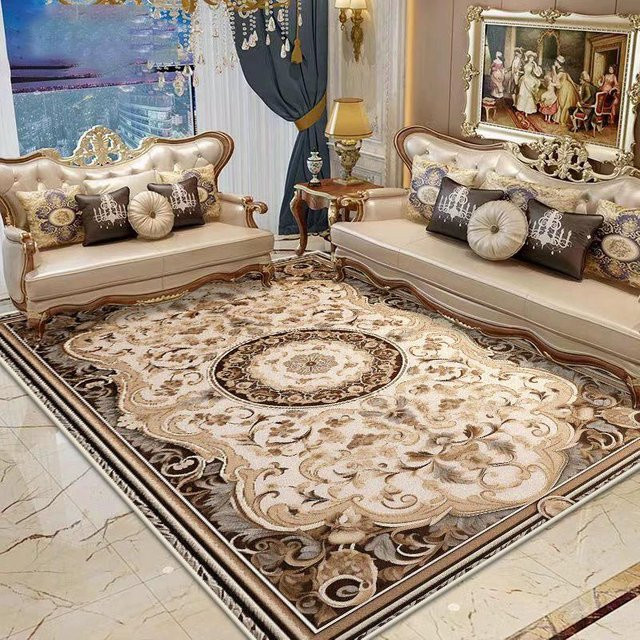 JGJG Flauschiger Plüschteppich in Beige, Europäischer Stil, Rutschfest und Waschbar, B/T: 200 x 230 cm - Bild 1