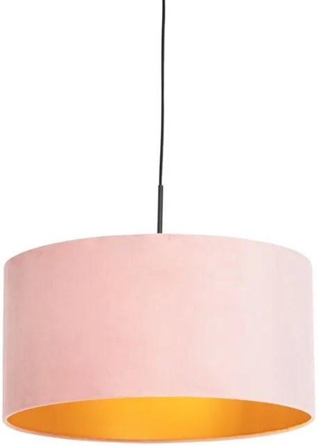 QAZQA Hängelampe mit Samtschirm in Rosa und Gold, dimmbar, E27, Durchmesser: 50 cm - Bild 1